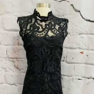 EUC Laundry by Shelli Segal Little Black Dress Lace Sleeveless Party Wedding